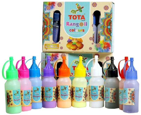 Colour Powder Bottles Kolam Rangoli Powder for Floor Rangoli, Art,home  Decor, Pooja Set of 10 Rangoli Colors in Plastic Squeeze Bottles 