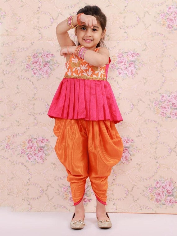 Maroon Golden Leaf Kerala Kasavu Girl Baby dress | HARADHI