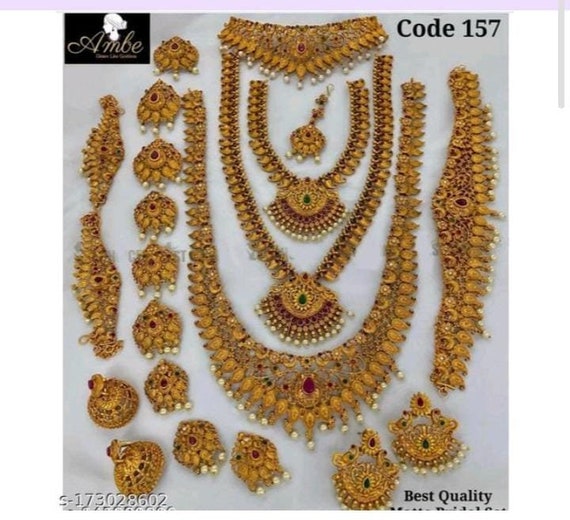 Beautiful Bridal Necklace Set Indian Women and Girl Jewellery Gold