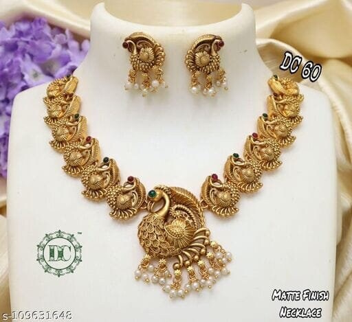 Elegant peacock necklace set price deals