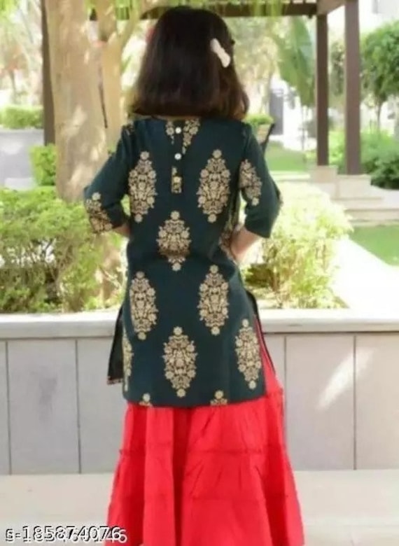 Ages 11-13 Year Girls Sharara Set With Alia Cut Peplum Top Alia Cut Kurti  Set for Kids Kids Sharara Set Kids Kurti Set Online Shopping - Etsy