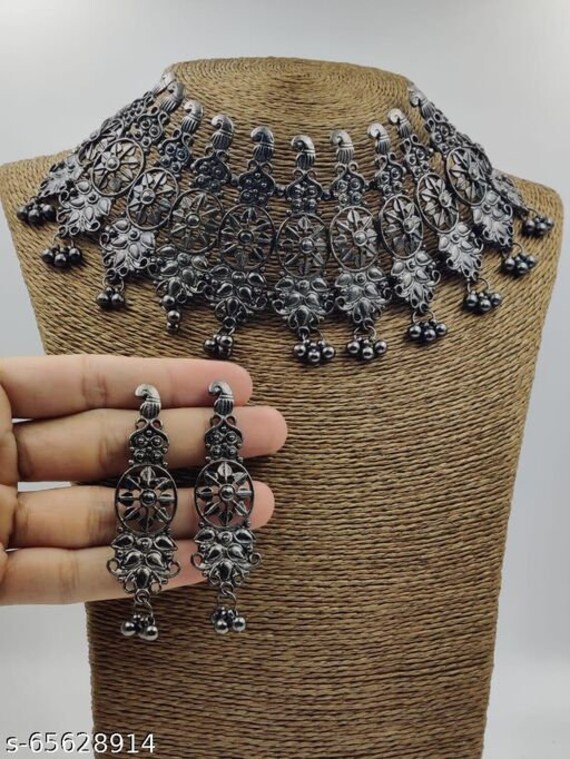 Antique Double Strand Silver Necklace from India | Beadparadise.com