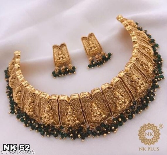 Beautiful Temple Necklace Set Indian Women Jewellery Gold