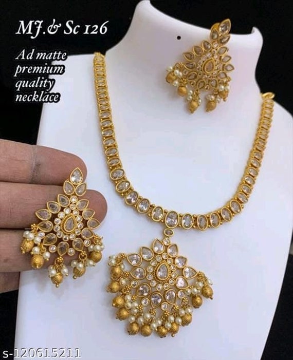 Beautiful Designer Necklace Set / Indian Women Jewellery/ Gold - Etsy