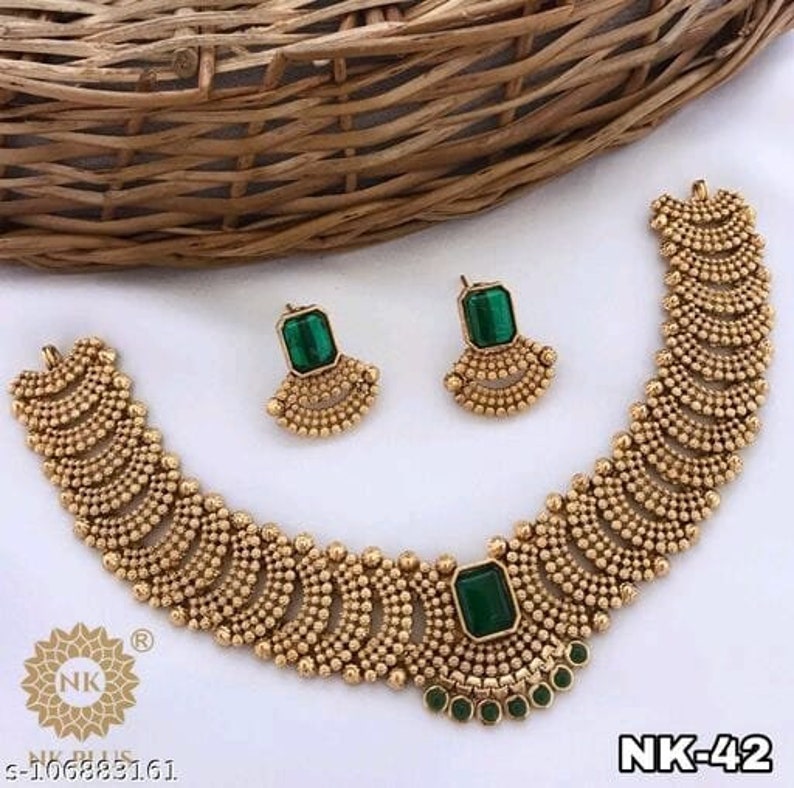 Beautiful Necklace Set / Indian Women Jewellery/ Gold Plated Etsy