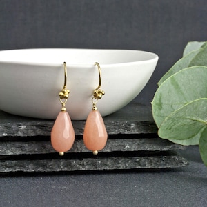 Jade earrings, drop earrings hanging, earrings natural stone, semi-precious stone earrings silver, blue gemstones in 925 silver and gold plated