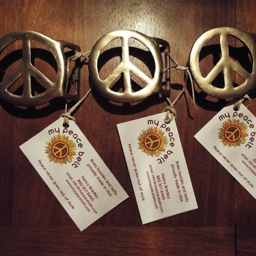 Handmade Vintage Style Brass Peace Sign 