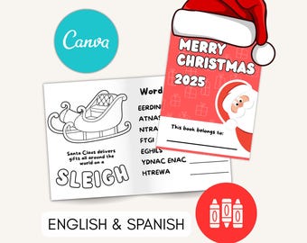 Weihnachtsmann / Personalisierte Malbücher für Weihnachten – Individuelle Gastgeschenke – Dankeschön-Geschenk – Geburtstag – Digitale Vorlage (Canva)