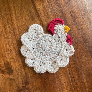 Crochet chicken coasters