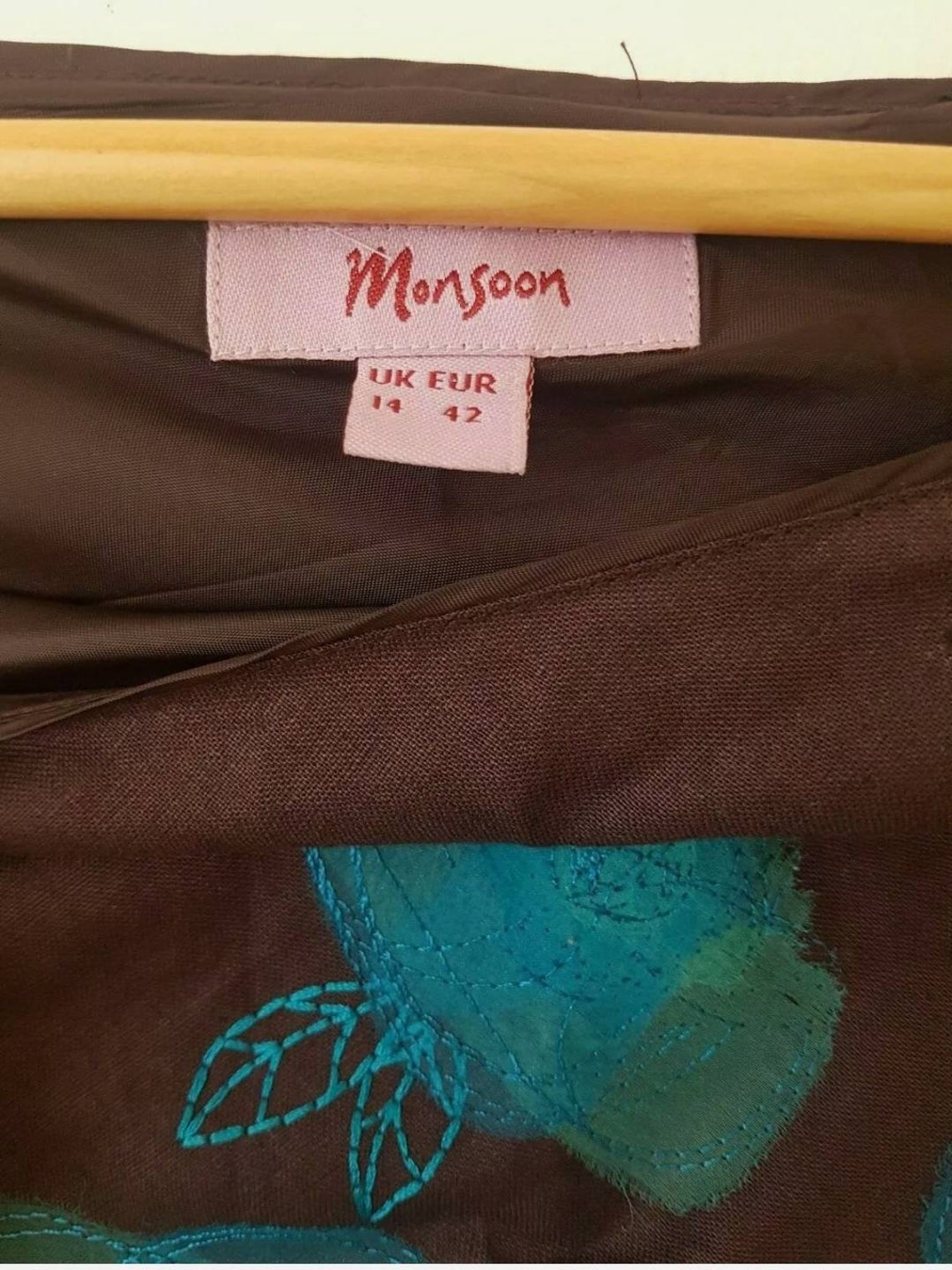 Monsoon Vintage 2000 Linen Brown Turquoise Blue Floral | Etsy