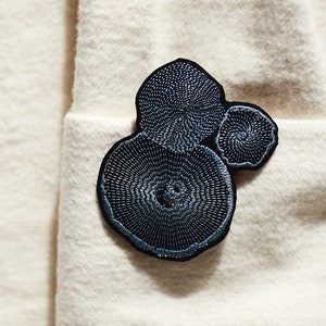 BLUE MUSHROOMS ~ small patch for jacket ~ iron on ~ for sewing and ironing ~ FUNGI appliqué ~ mushroom applique for jacket