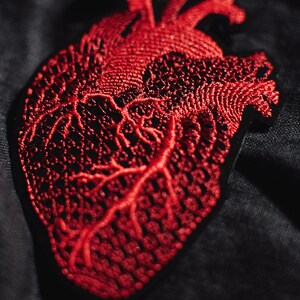 ANATOMICAL HEART embroidered brooch fastening like pins pin broch large for jacket to pin pin heart brooch gift image 3