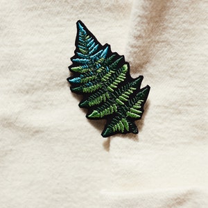 LEAF FERN embroidered brooch fastening like pins pin paprotka brooch leaf on jacket to pin forest pin brooch image 6