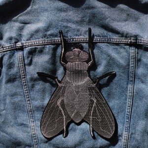 MUCHA large jacket patch iron mount for sewing and ironing application embroidered insect application on jacket image 3