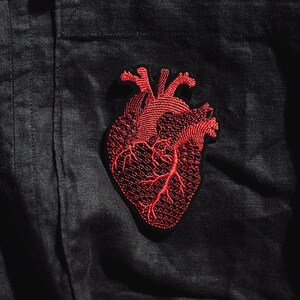 ANATOMICAL HEART embroidered brooch fastening like pins pin broch large for jacket to pin pin heart brooch gift image 5