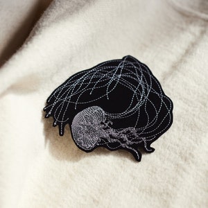 JELLYFISH FIKUŚNA embroidered brooch fastening like pins pin jellyfish brooch for jacket to pin jellyfish pin brooch gift image 1