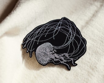 JELLYFISH FIKUŚNA ~ embroidered brooch ~ fastening like pins ~ pin ~ jellyfish brooch ~ for jacket to pin ~ jellyfish pin brooch ~ gift