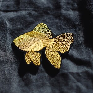 GOLDFISH small jacket patch iron mount for sewing and ironing application embroidered application fish on jacket image 2