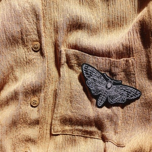 MOTH small jacket patch attach with iron sew on and iron on applique moths patch embroidered applique image 3