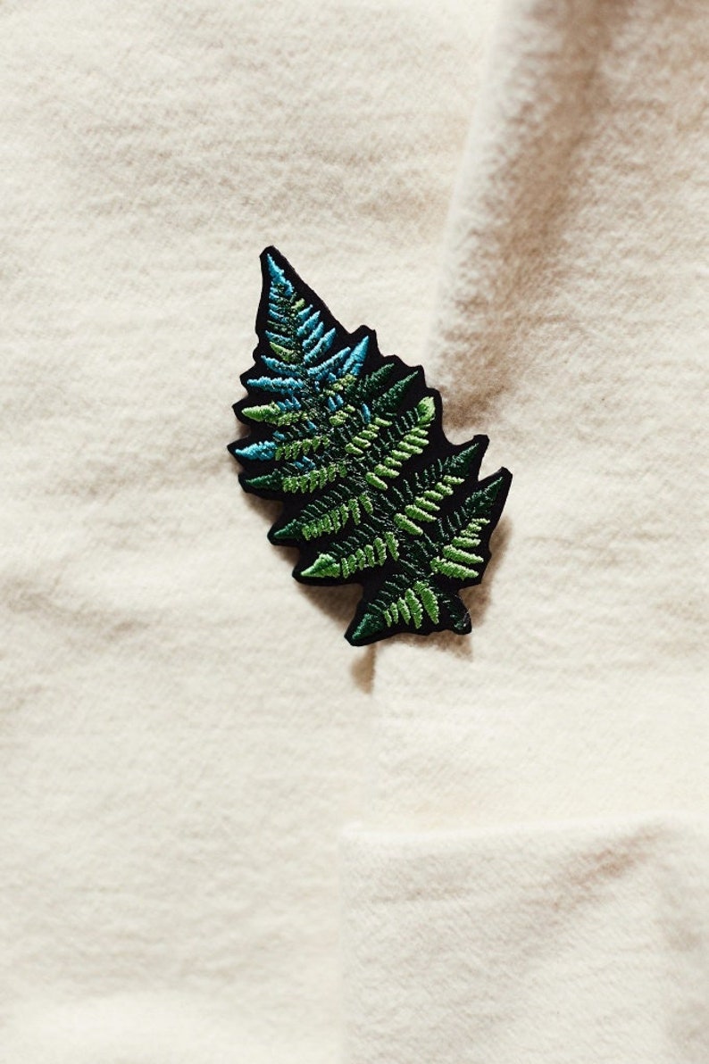 FERN small patch for jacket iron on for sewing and ironing appliqué embroidered fern leaf applique for jacket image 1