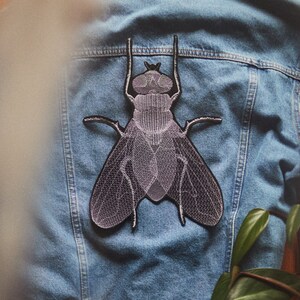 MUCHA large jacket patch iron mount for sewing and ironing application embroidered insect application on jacket image 2