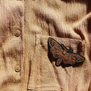 MOTH small jacket patch attach with iron sew on and iron on applique moths patch embroidered applique image 2