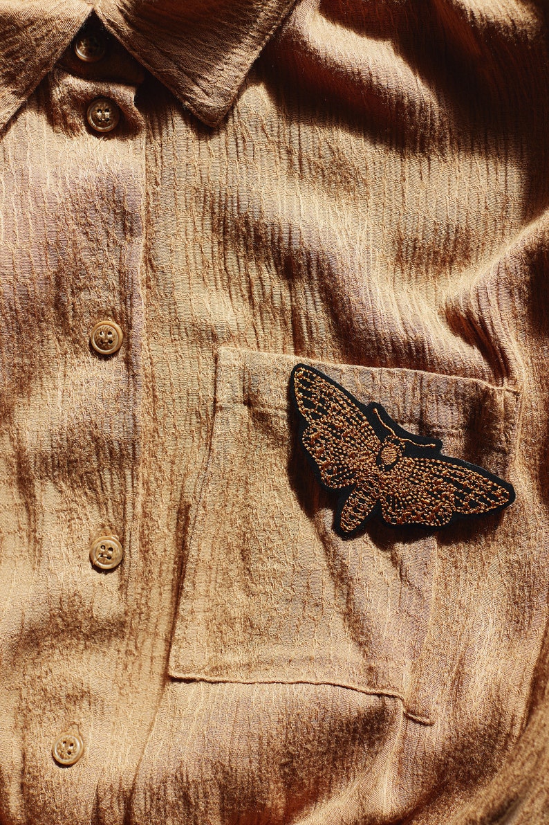 MOTH small jacket patch attach with iron sew on and iron on applique moths patch embroidered applique image 2