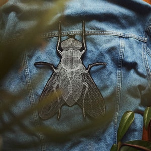 MUCHA large jacket patch iron mount for sewing and ironing application embroidered insect application on jacket image 4