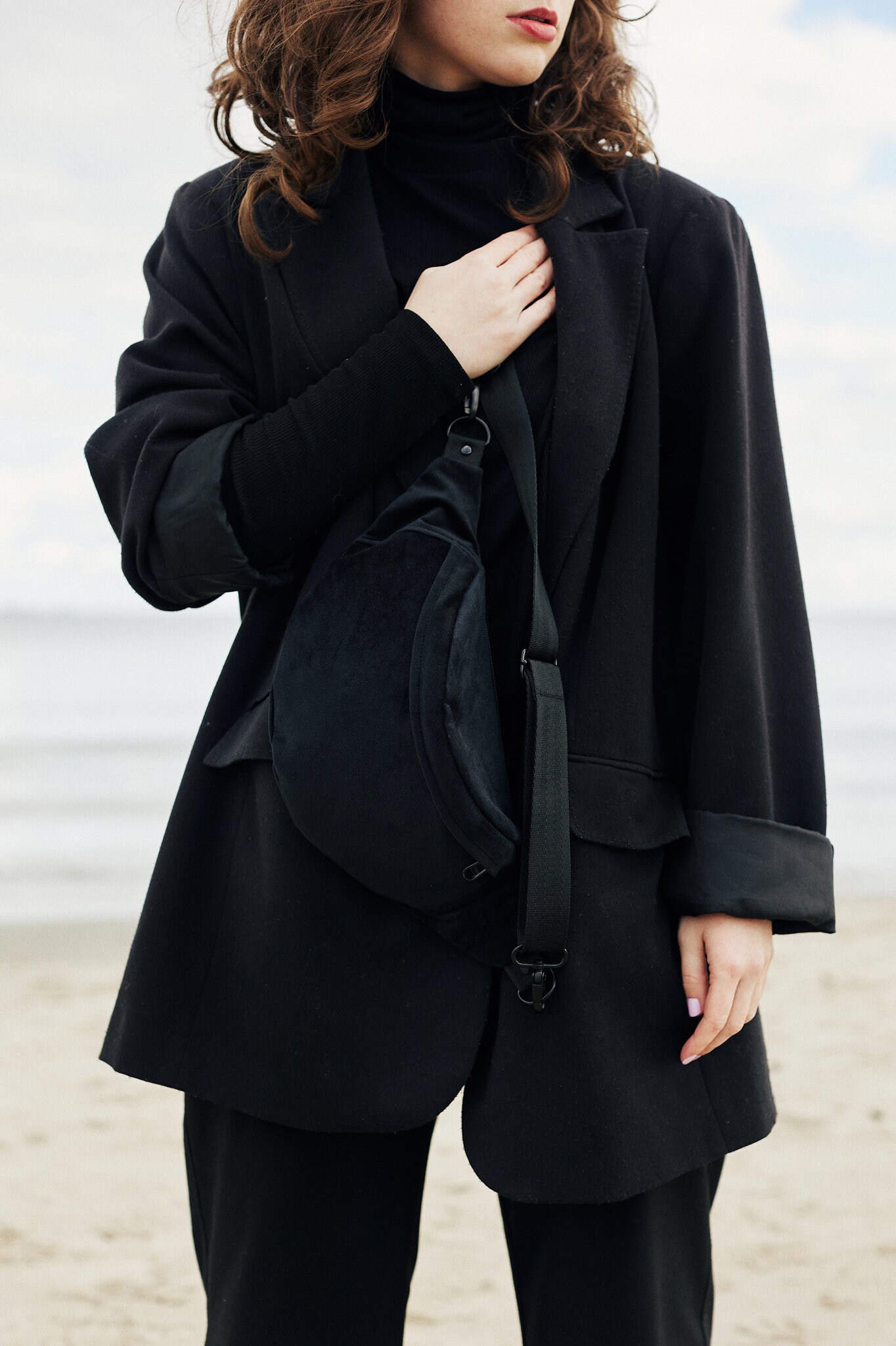 KRUK Velvet Waist Bag ~ Small Black Bag ~ Small Waist Bag