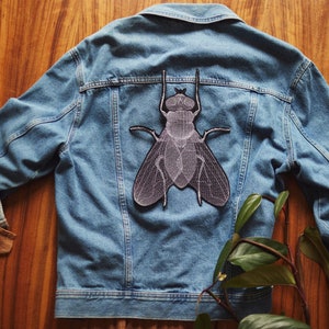MUCHA large jacket patch iron mount for sewing and ironing application embroidered insect application on jacket image 1