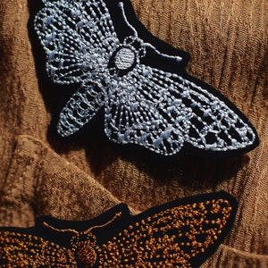 Moth embroidered brooch night butterfly fastening like pins pin broch large for jacket to pin brooch butterfly moth pin image 6