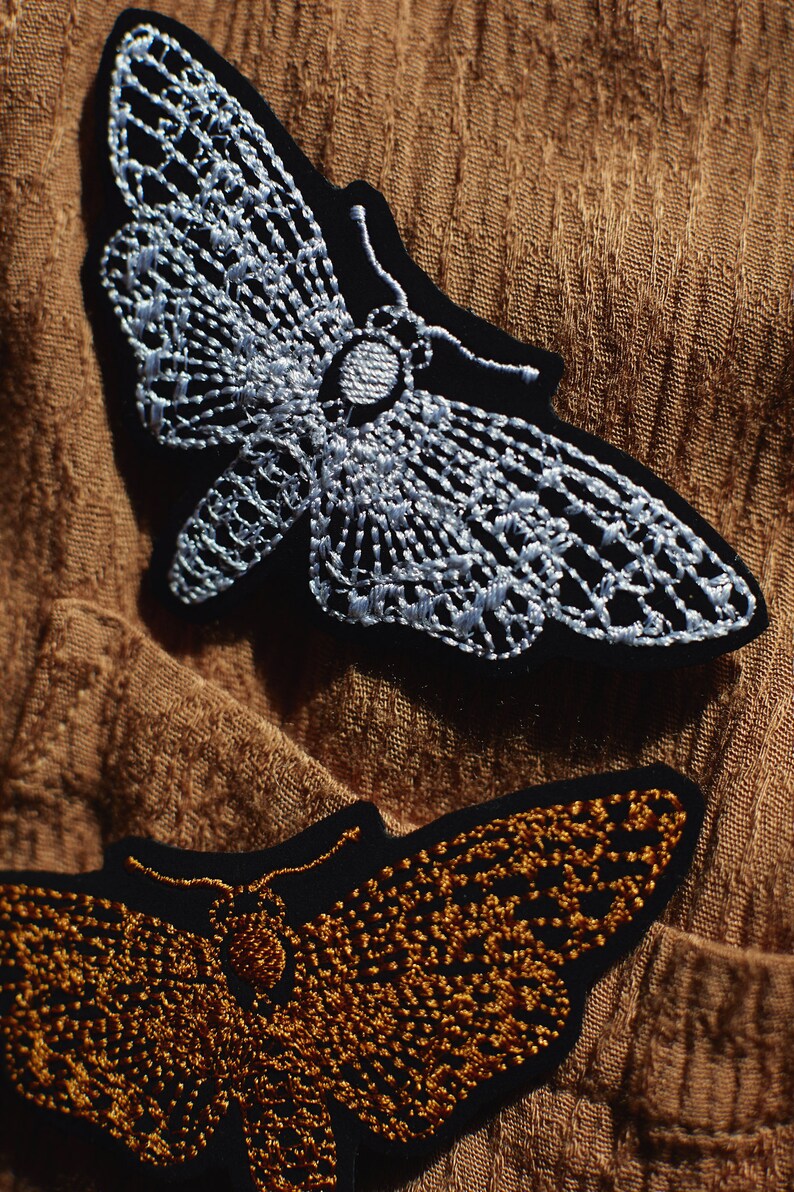 Moth embroidered brooch night butterfly fastening like pins pin broch large for jacket to pin brooch butterfly moth pin image 6