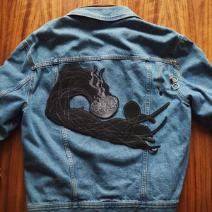 JELLYFISH FIKUŚNA ~ large jacket patch ~ iron mount ~ for sewing and ironing ~ application ~ embroidered jellyfish application for jacket