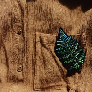 FERN small patch for jacket iron on for sewing and ironing appliqué embroidered fern leaf applique for jacket image 2