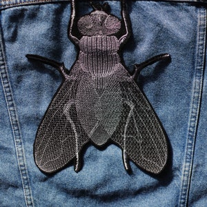 MUCHA large jacket patch iron mount for sewing and ironing application embroidered insect application on jacket image 5