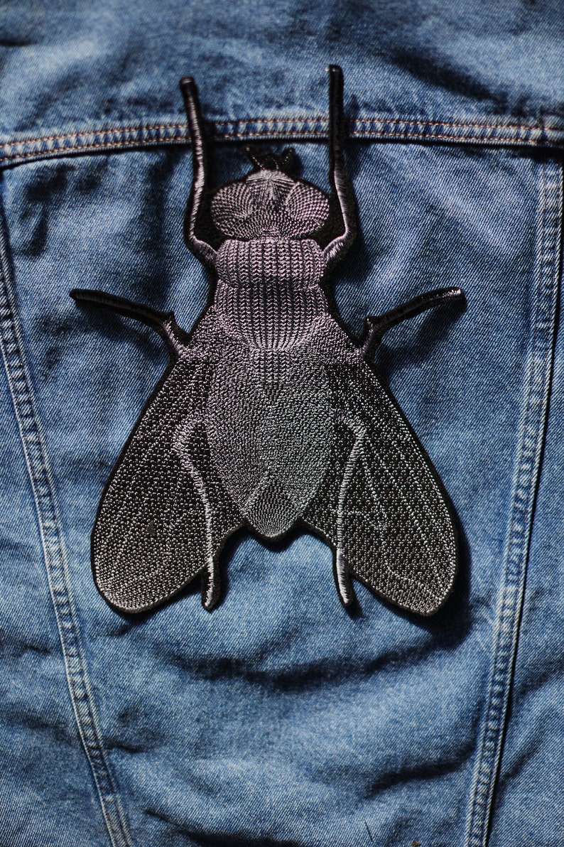 MUCHA large jacket patch iron mount for sewing and ironing application embroidered insect application on jacket image 5