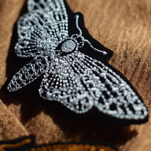 Moth embroidered brooch night butterfly fastening like pins pin broch large for jacket to pin brooch butterfly moth pin image 5
