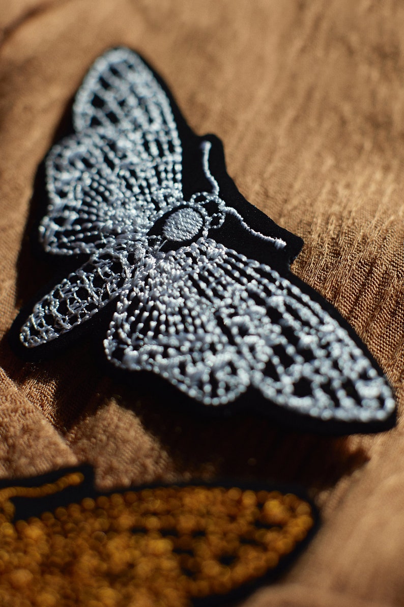 Moth embroidered brooch night butterfly fastening like pins pin broch large for jacket to pin brooch butterfly moth pin image 5