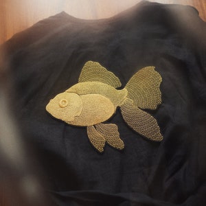 GOLDFISH ~ large jacket patch ~ iron mount ~ for sewing and ironing ~ application ~ embroidered application fish on jacket