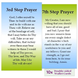 AA/ 12 Step Recovery- 3rd & 7th Step Prayers Double Sided Wallet Cards 2x3- Sobriety - Sober Anniversary Gifts For Women and Men