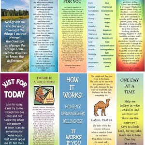 Alcoholics Anonymous/12 Step Recovery--Lot of 20 Laminated Bookmarks --Sobriety Gifts