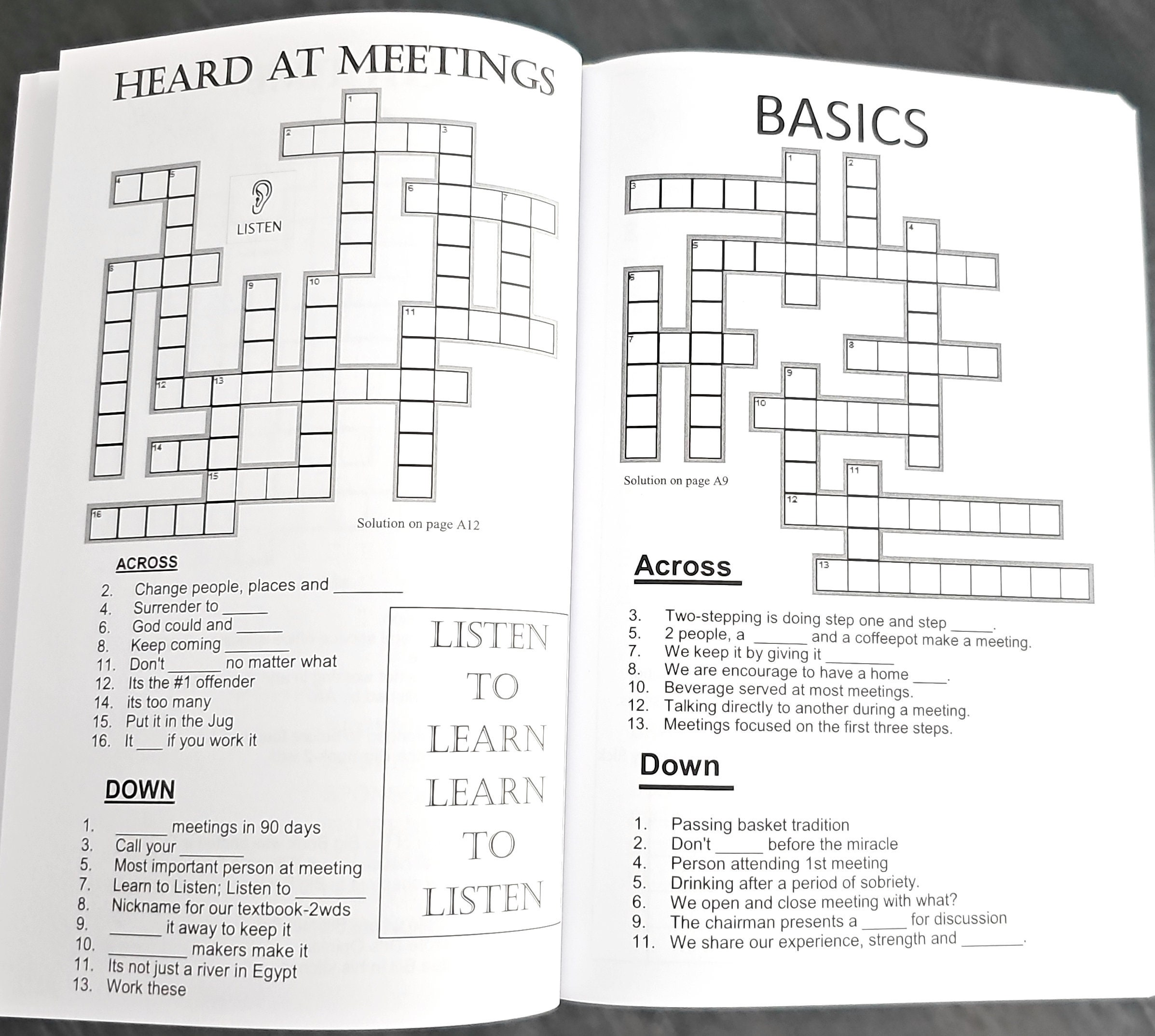 Alcoholics Anonymous/12 Step Recovery Puzzle Book Over 100 Puzzles