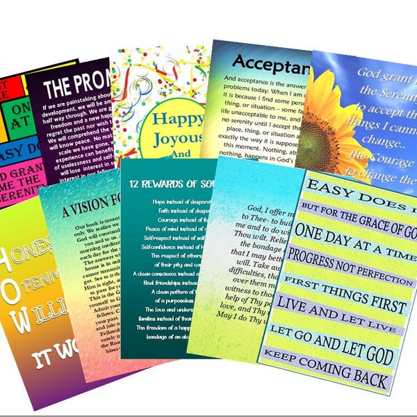 Alcoholics Anonymous/ 12 Step Recovery Greeting/Note Cards--Sober Anniversaries