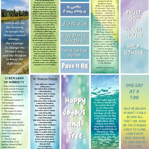 AA/12 Step Sobriety Gifts Fully Laminated Bookmarks, AA Inspirational Quotes, Set of 10