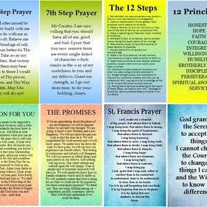 AA/12 Step Double Sided Wallet Cards--Lot of 12 Laminated wallet cards--Sobriety gift cards