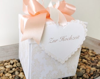 Explosion box heart rose gold - wedding - with congratulations - money gift wedding gift