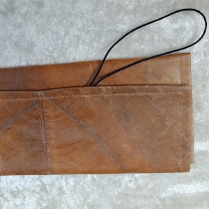 Tobacco pouches made from teak leaves, a vegan leather substitute