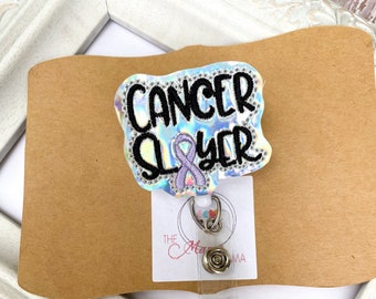 Cancer Slayer Badge Reel, Nurse Badge Buddy, Interchangeable Badge Topper, Oncology Nurse Badge Reel, Nurse Badge Topper