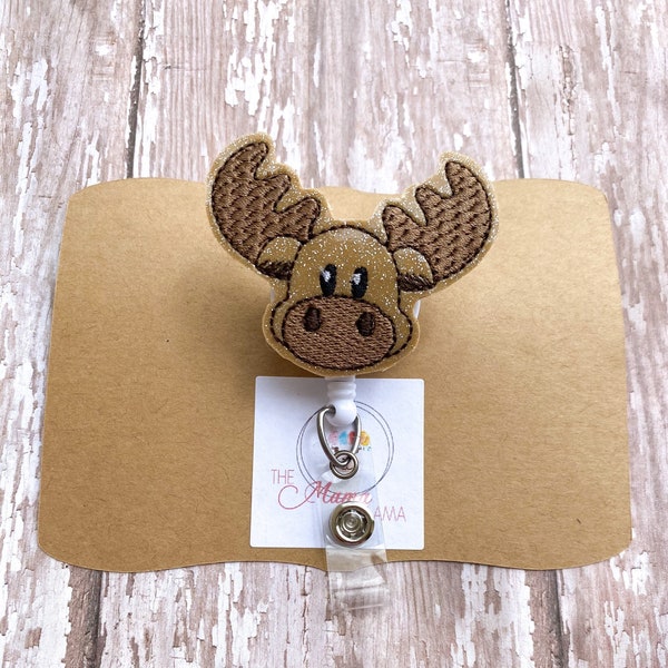 Moose Badge Topper, Retractable Badge Reel, Interchangeable Badge Topper, Nurse Badge Buddy, Moose Badge Reel