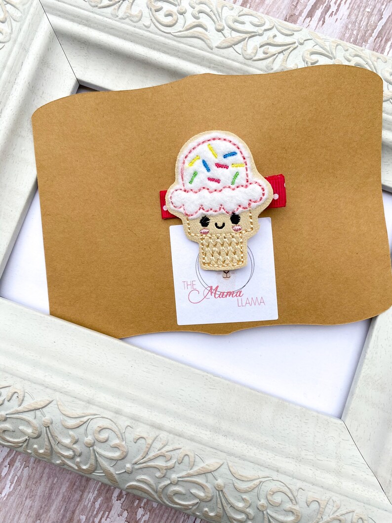 Ice Cream Feltie Ice Cream Headband Ice Cream Hair Clip